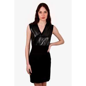 Louis Vuitton Black Patent Leather V-Neck Dress Size XS